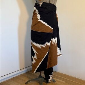 Issey Miyake Vintage Black and Brown Women's Wrap Skirt